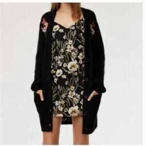 ARITZIA Little Moon Embroidered Floral Slip Mini Dress Cottage Fairy Goblin XXS